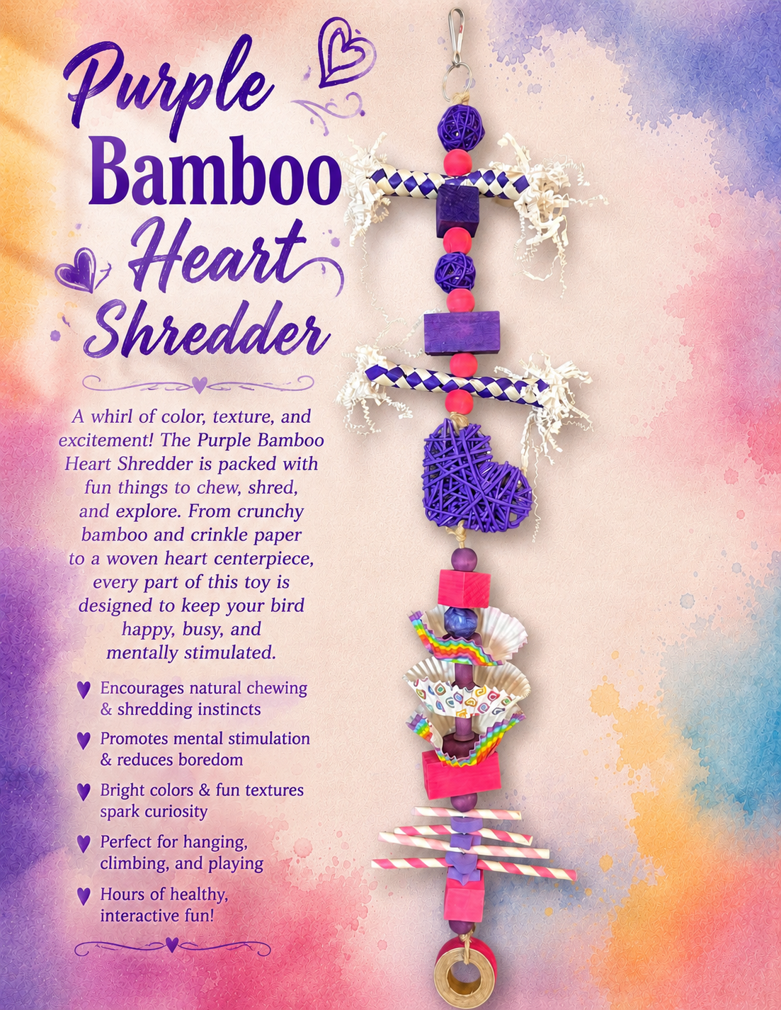 Purple Bamboo Heart Shredder
